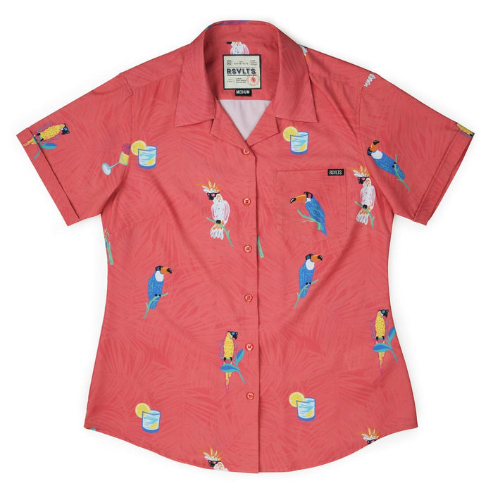 RSVLTS XS RSVLTS Women's Short Sleeve Shirt BIG Tropical Flocktails – Women's KUNUFLEX Short Sleeve Shirt BIG Tropical Flocktails – Women's KUNUFLEX Short Sleeve Shirt