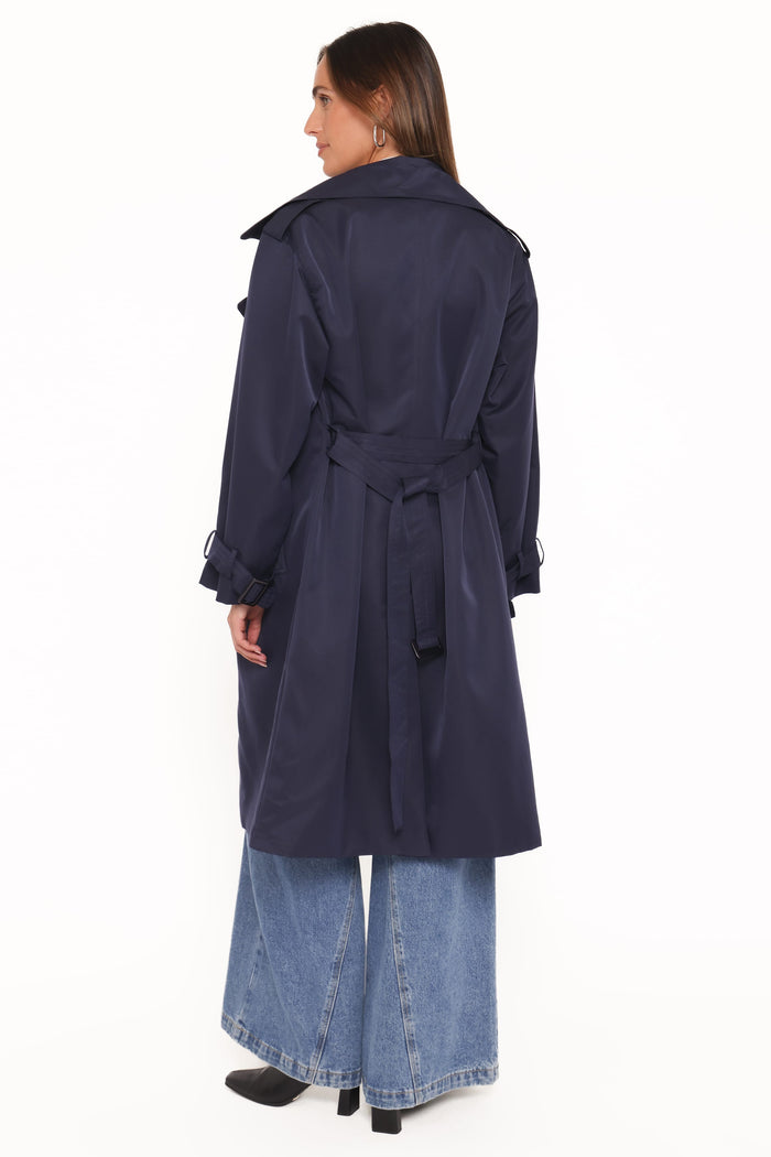 Petal and Pup USA OUTERWEAR Billy Button Front Trench Coat - Navy