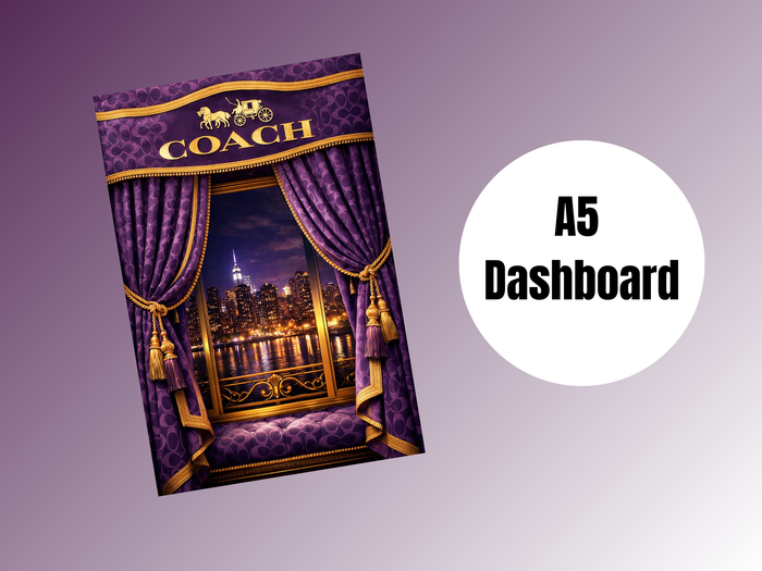 Binder Dashboard | A5 Rings | Purple Coach Curtain