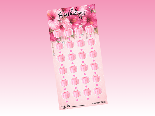 Birthdays | Savings Insert or Cash Envelope | Hibiscus | Pick Your Budget