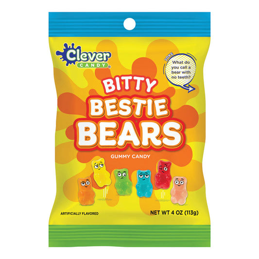 Bitty Bestie Bears Gummy Candy Peg Bag - 12 Count