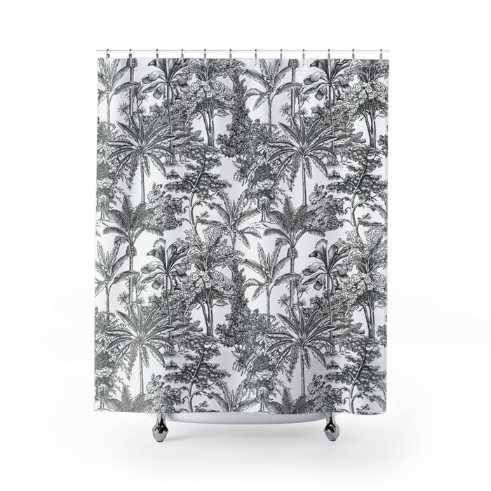Black Jungle Leaves Shower Curtain