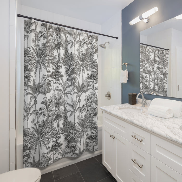 Black Jungle Leaves Shower Curtain