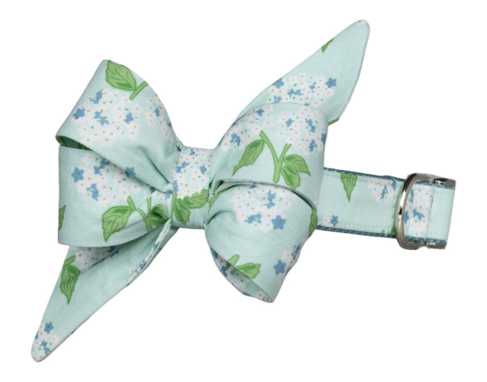 Blue Hydrangeas Belle Bow Collar - Crew LaLa