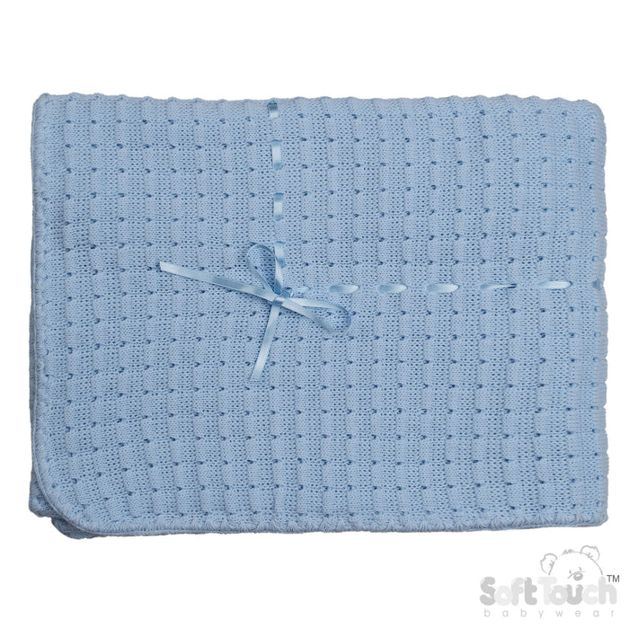 Blue Waffle Shawl - Ribbon (95x95cm) (PK4) SH12-B