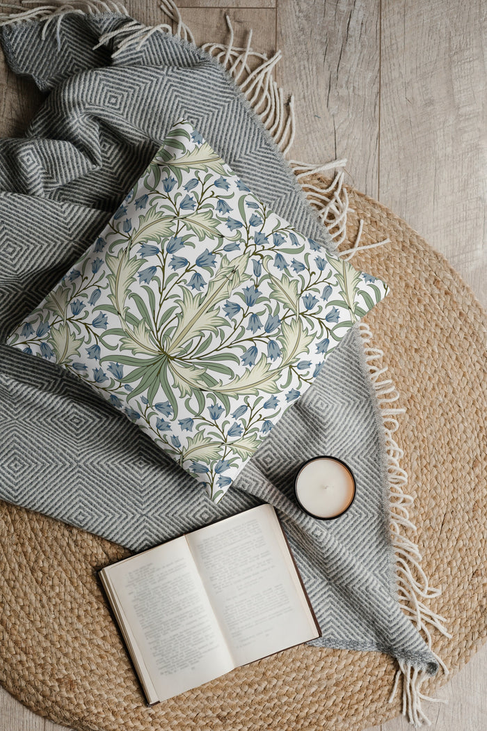 Bluebell Cotton Pillow William Morris Blue & Green