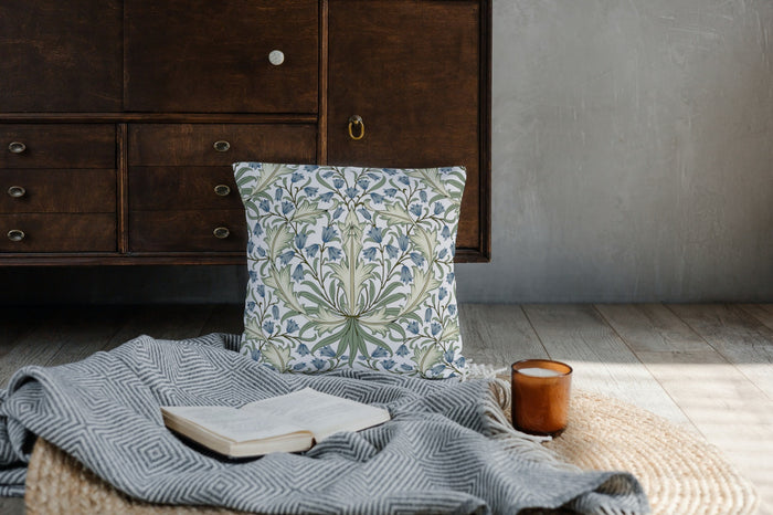 Bluebell Cotton Pillow William Morris Blue & Green