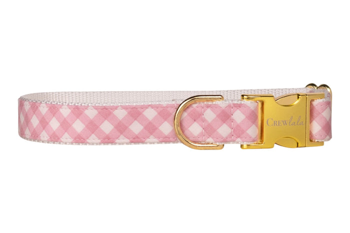 Blush and Bashful Picnic Plaid Dog Collar - Crew LaLa