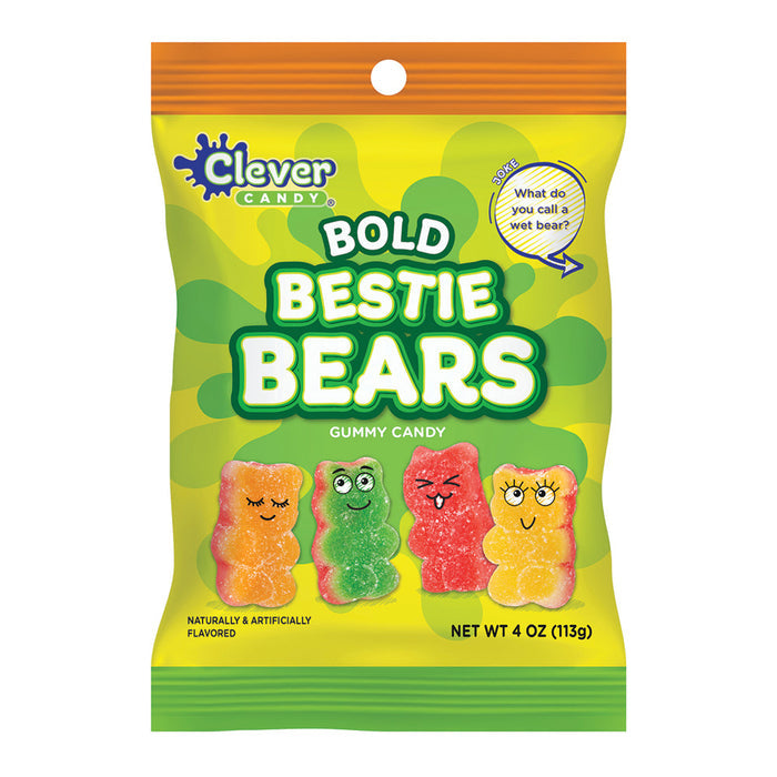 Bold Bestie Bears Gummy Candy Peg Bag - 12 Count
