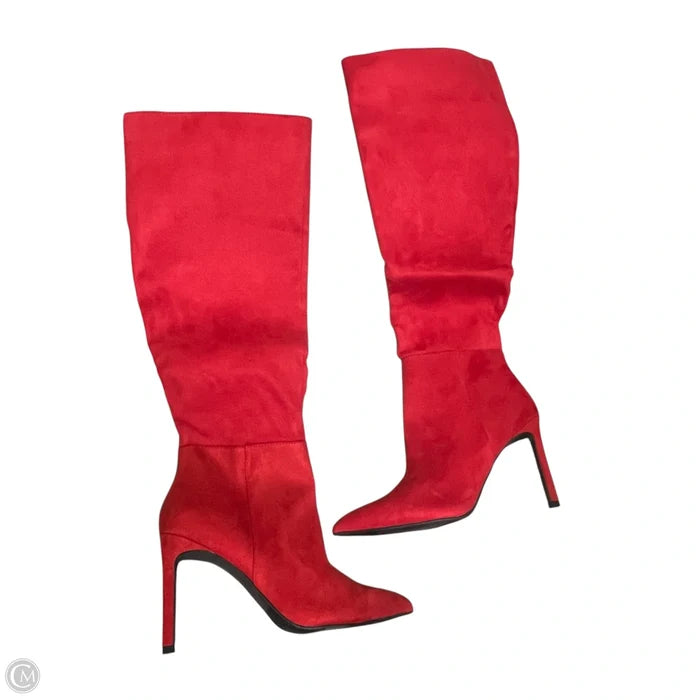 Boots Knee Heels By Open Edit In Red, Size: 8