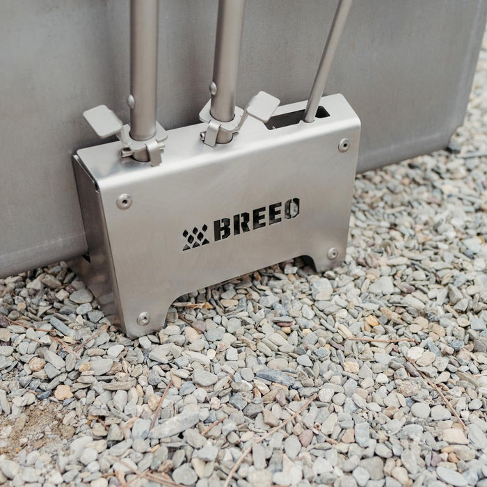Breeo logo on firepit accessory rack