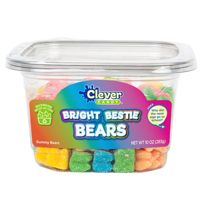 Bright Bestie Neon Bears Gummy Candy Tub - 12 Count
