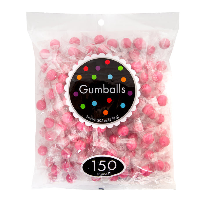 Bright Pink Bubble Gum Wrapped Gumballs - 4 Count
