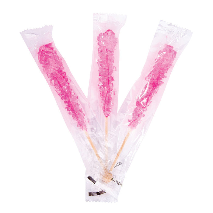 Bright Pink Bubblegum Rock Candy Sticks - 100 Count