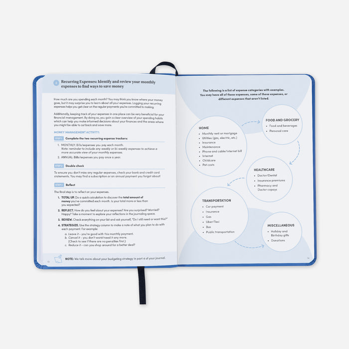 Budget Journal with pen — personal finance journal for weekly budgeting
