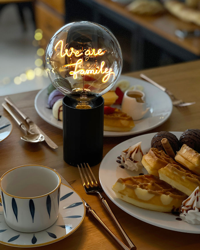 Bulb WE ARE FAMILY Amber with Base Table Lamp PORTABLE Rose Gold