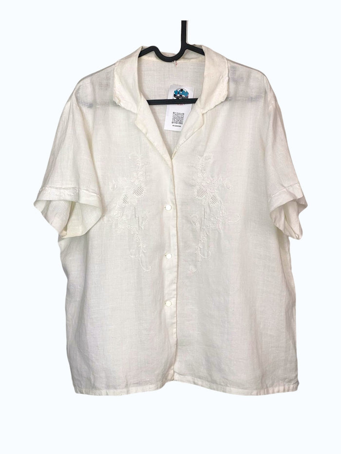 camicia bianca ricamata donna