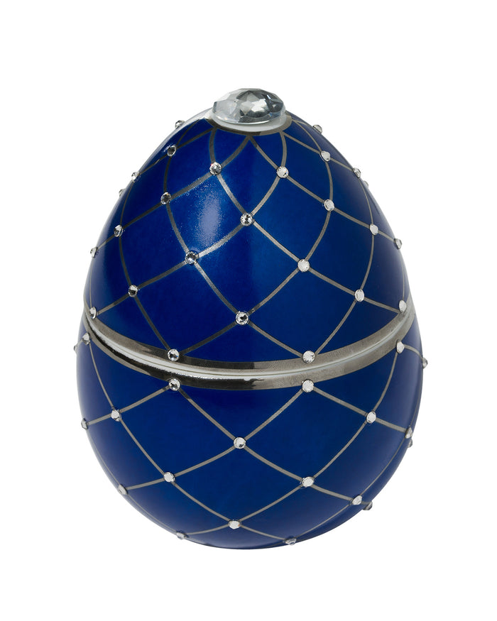 Candle in Ceramic Egg BOIS DE ROUSSIE 200gr Red Silver Stripes 5.12 diam. x 6.5 in