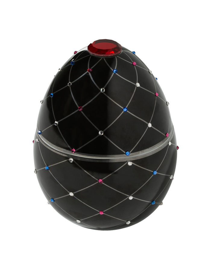 Candle in Ceramic Egg BOIS DE ROUSSIE 450gr White Silver Stripes 6.5 diam. x 7.48 in