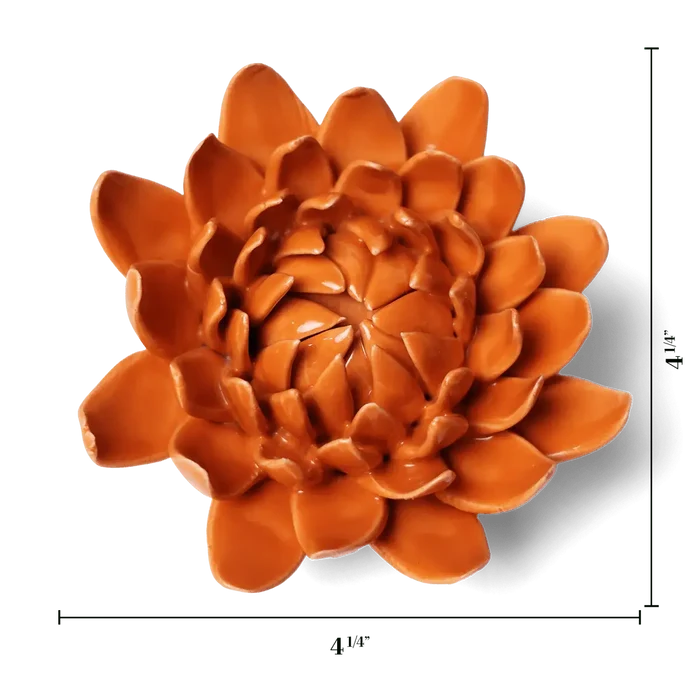 Ceramic Flower Wall Art Dahlia Orange