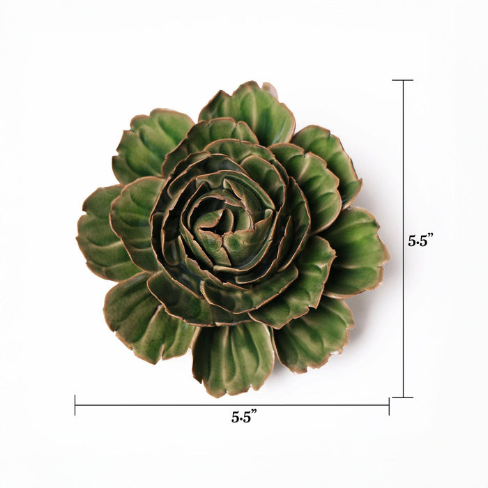 Ceramic Flower Wall Art Green Cabbage Flower