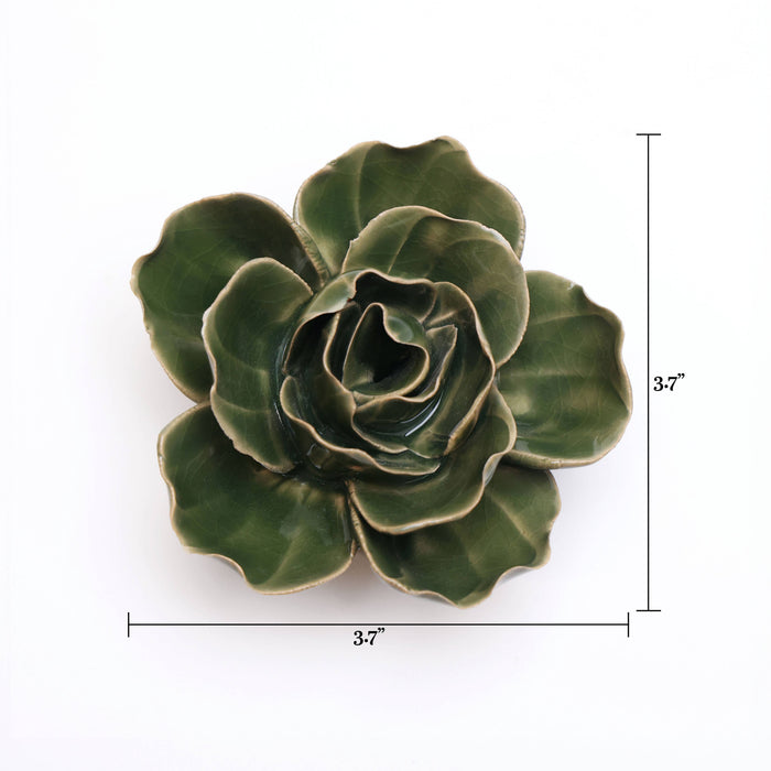 Ceramic Flower Wall Art Green Ranunculus