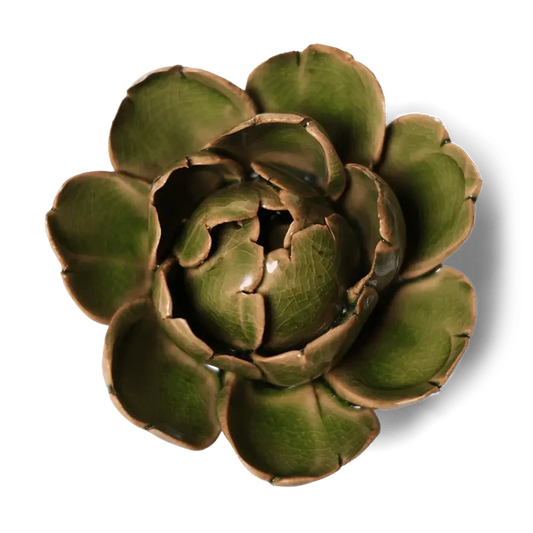 Ceramic Flower Wall Art Peony Green