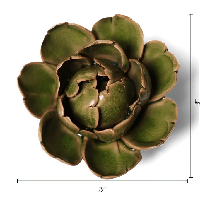 Ceramic Flower Wall Art Peony Green