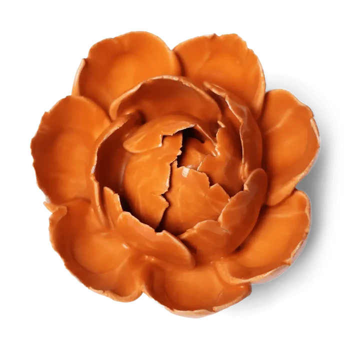 Ceramic Flower Wall Art Peony Orange