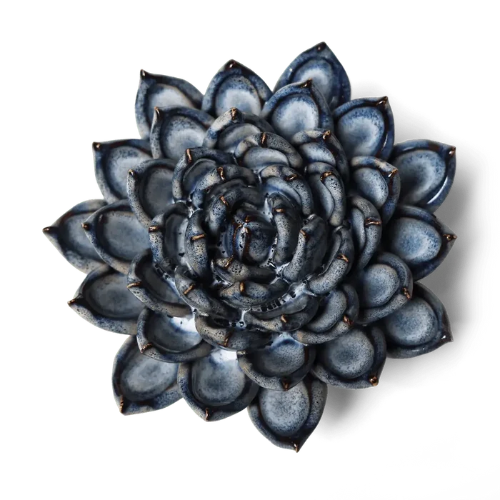 Ceramic Flower Wall Art Succulent Blue