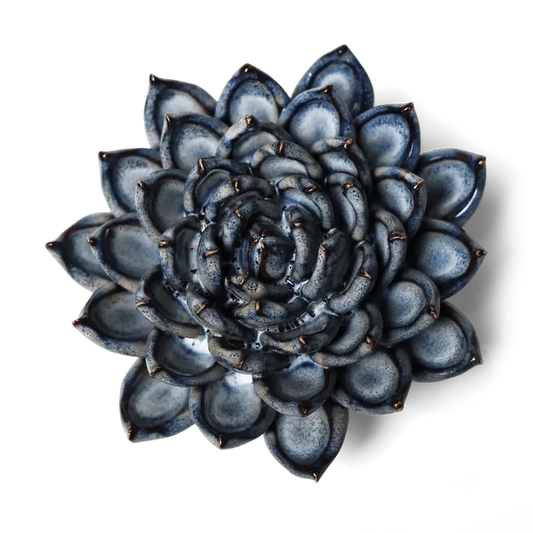 Ceramic Flower Wall Art Succulent Blue