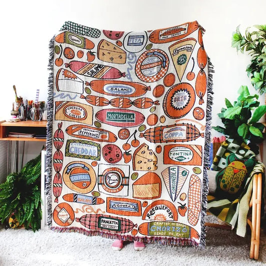 Charcuterie Meat & Cheese Tapestry Blanket