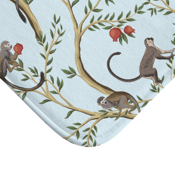 Chinoiserie Bath Mat Playful Pomegranate Monkeys