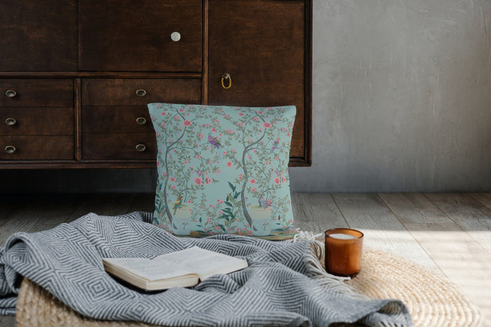 Chinoiserie Outdoor Pillows Duck Egg Fresco Garden