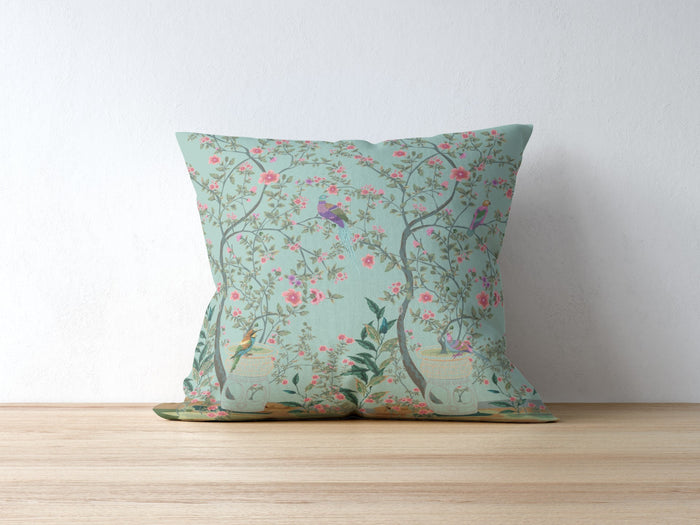 Chinoiserie Outdoor Pillows Duck Egg Fresco Garden