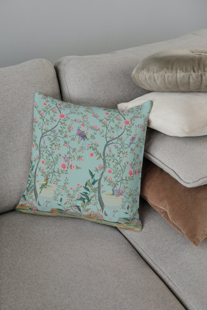 Chinoiserie Outdoor Pillows Duck Egg Fresco Garden