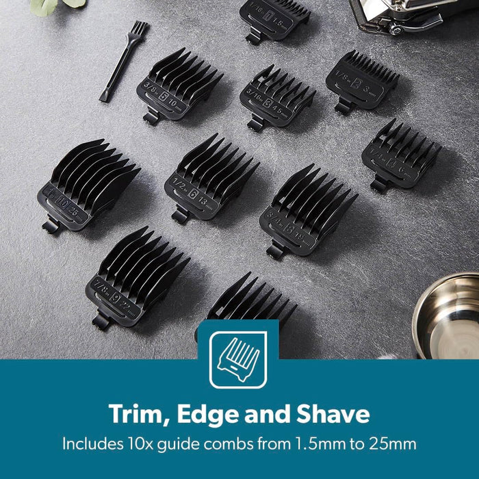 Chrome LED Rechargeable Cordless Waterproof Beard Trimmer & Hair Clipper