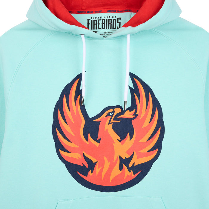 Coachella Valley Firebirds Primary Stripes Ice Blue Hoodie