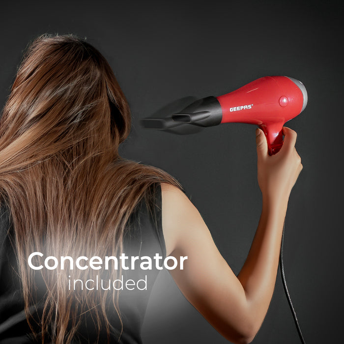 Compact 2-Speed Red Hair Dryer With Cool Shot