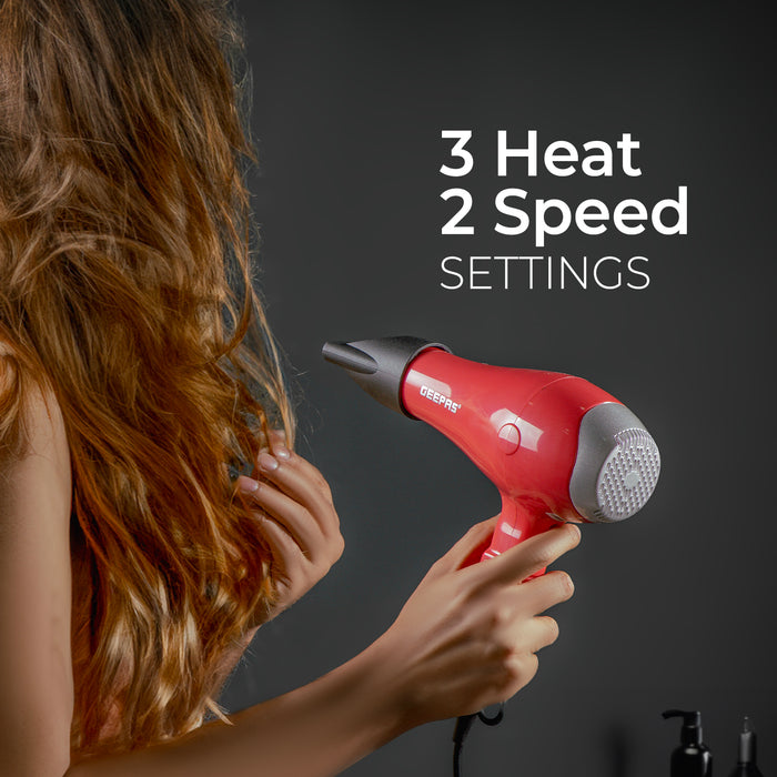 Compact 2-Speed Red Hair Dryer With Cool Shot