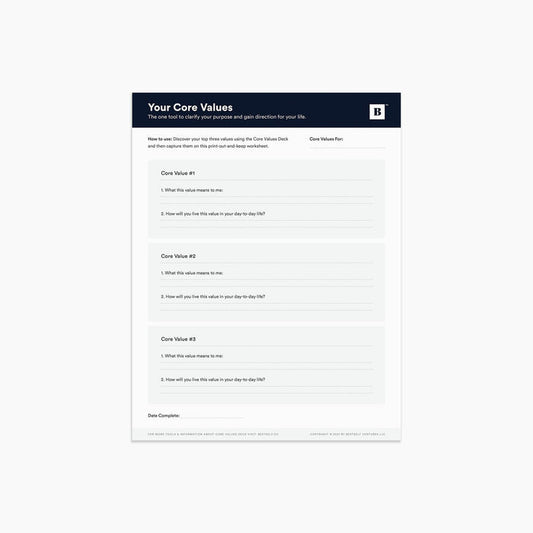 Core Values Worksheet (Digital Download) Digital Download Personal Growth