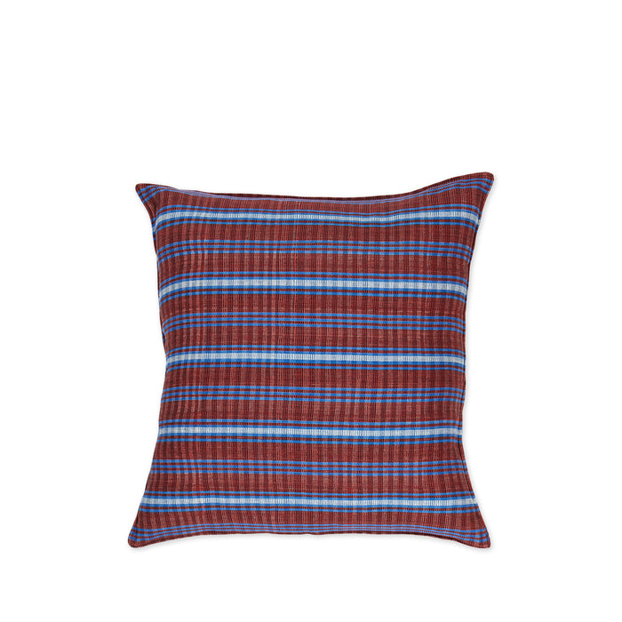 Cotton Tartan Pillow in Red and Blue