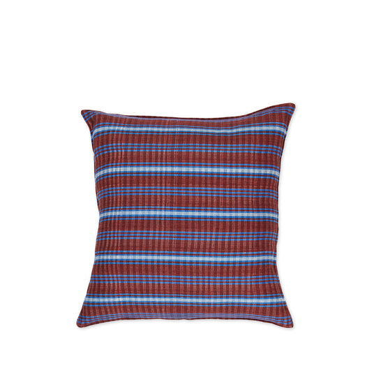 Cotton Tartan Pillow in Red and Blue