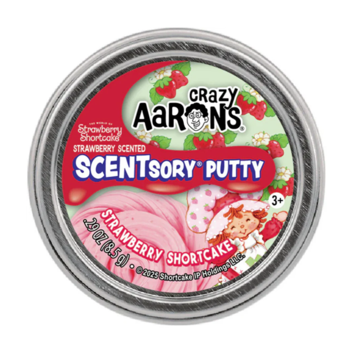 Crazy Aarons Strawberry Shortcake Mini 2 Inch Scentsory Thinking Putty Tin