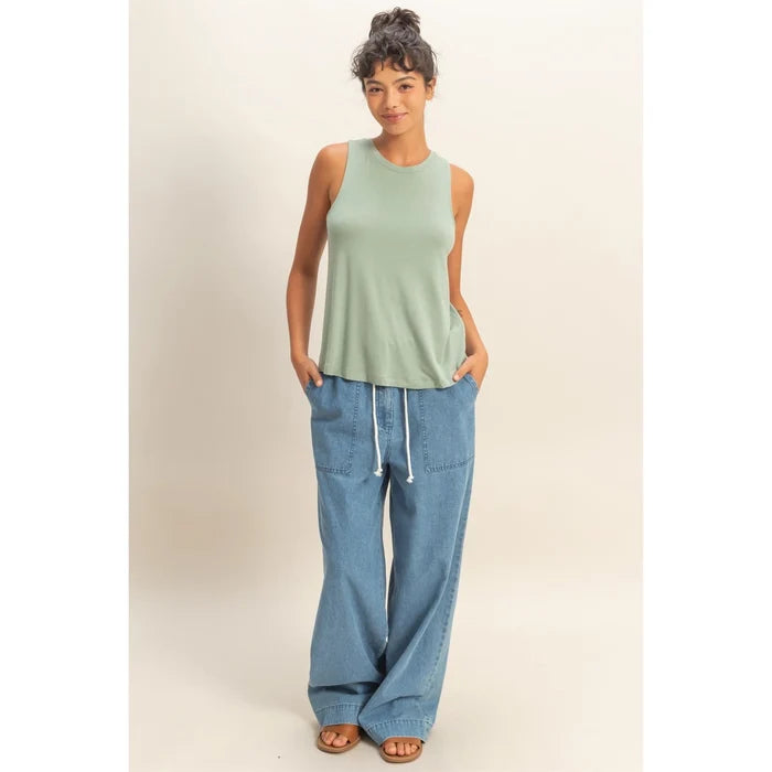 Crew Neck Rayon Tank Top FINAL SALE