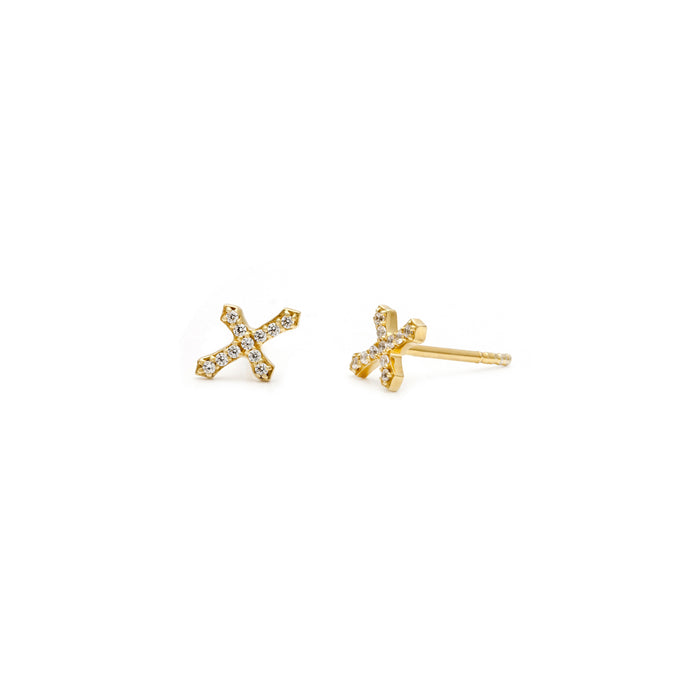 Glittering Pave Cross Studs