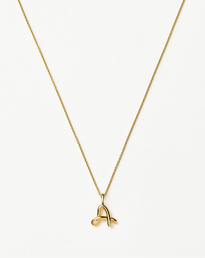 Curly Molten Mini Initial Necklace - A | 18k Gold Vermeil Necklaces Missoma