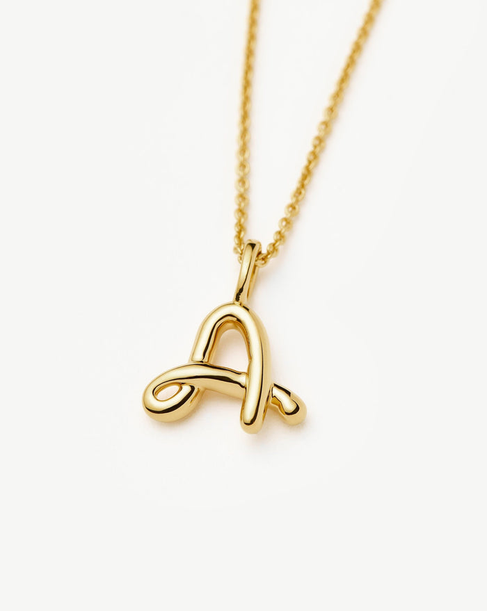 Curly Molten Mini Initial Necklace - A | 18k Gold Vermeil Necklaces Missoma