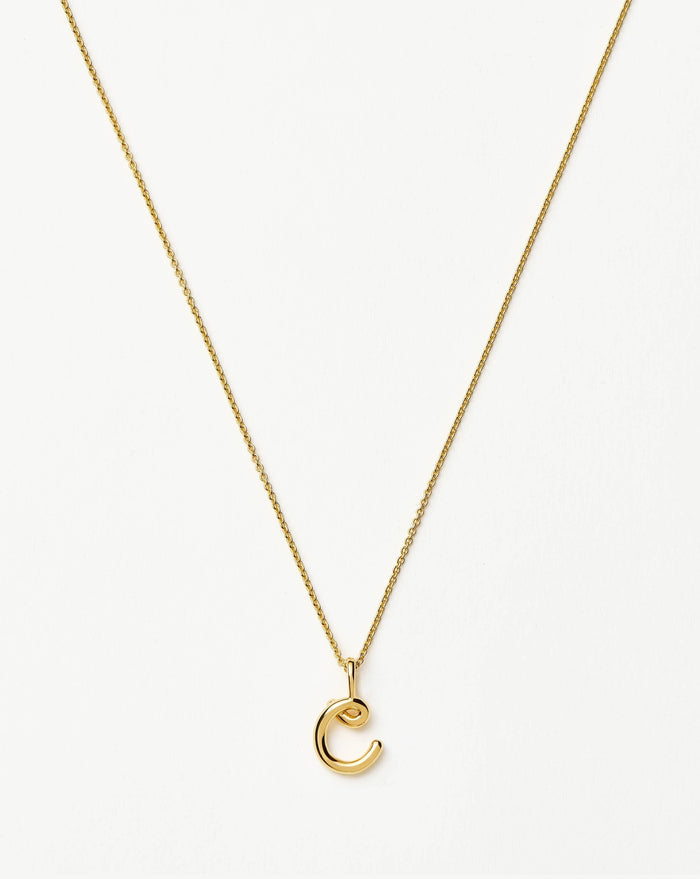 Curly Molten Mini Initial Necklace - C |18k Gold Vermeil Necklaces Missoma