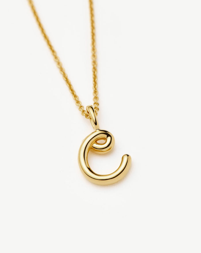 Curly Molten Mini Initial Necklace - C |18k Gold Vermeil Necklaces Missoma
